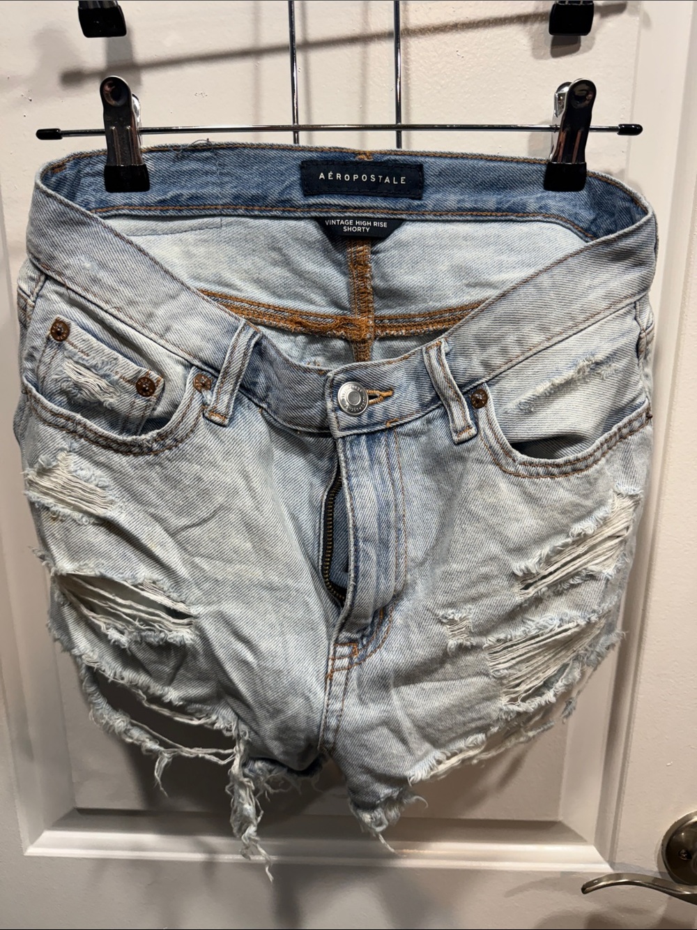 Aéropostale Light Wash Distressed Vintage High Rise Shorty